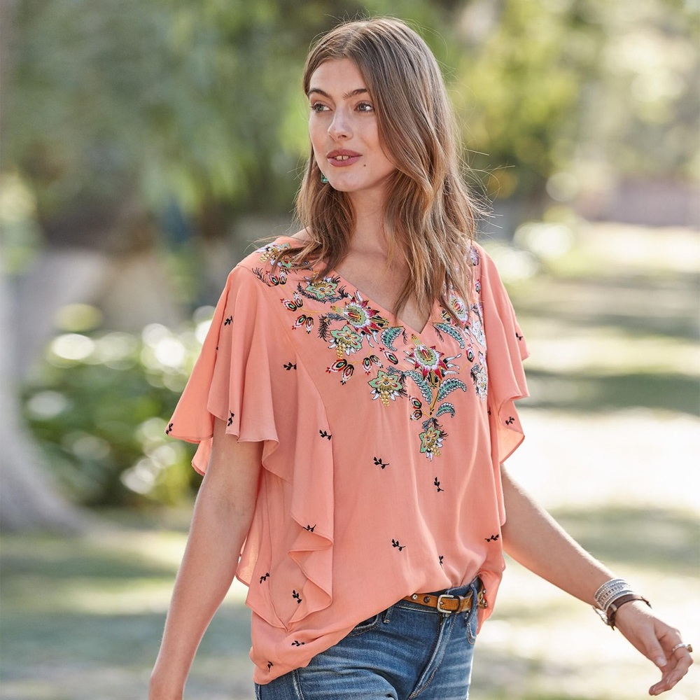 Sundance Embroidered Magdalena Top Size Medium